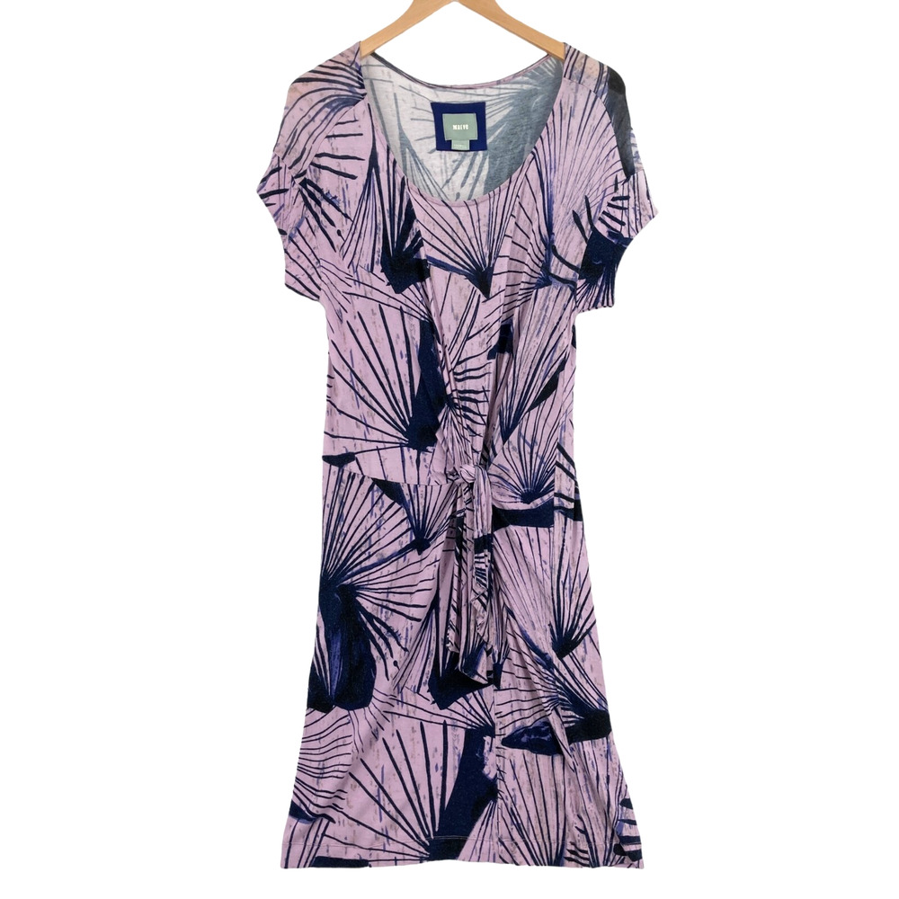Anthropologie Maeve Women's Purple Navy Rayon Front Knot A-Line Dress Size 2XS